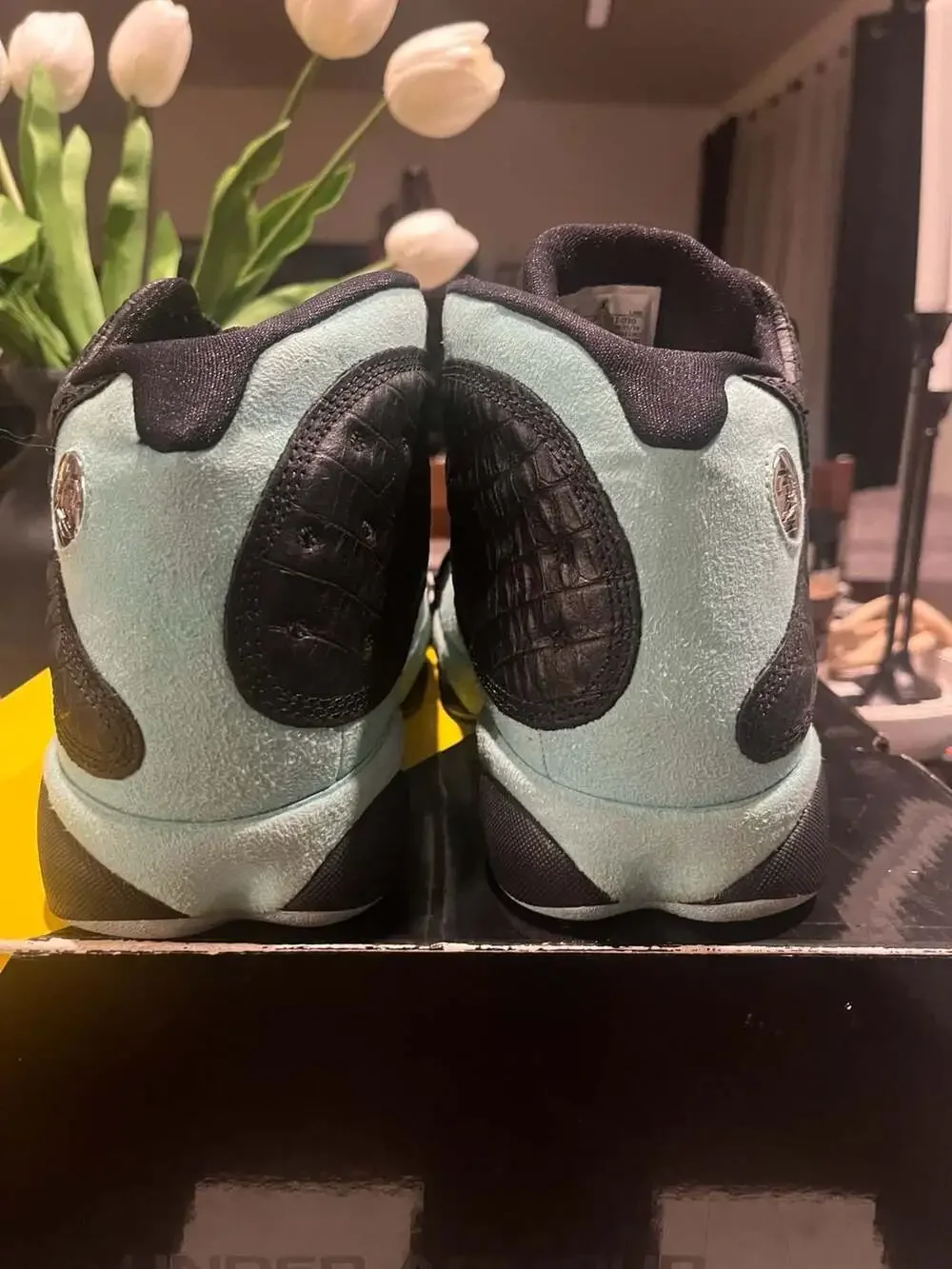 Air Jordan 13 Retro 'Island Green' Black Metallic Silver Sneakers